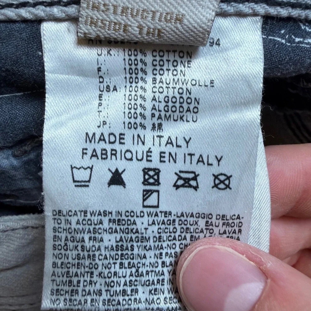 Diesel Krooley Jeans Mens 33x30 Gray Slim Carrot Distressed Made in Italy 008X9
